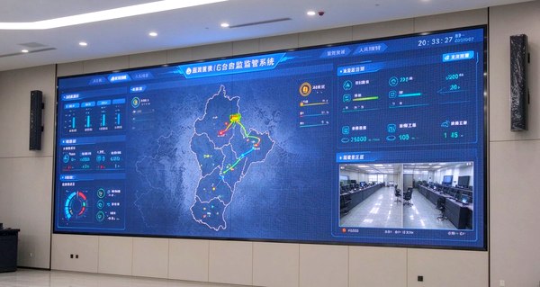 视频显示：指挥中心 LED 大屏项目实拍，小间距拼接屏